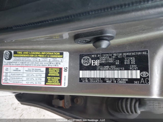 12450384 :رقم المزاد ، 2T1BURHE9JC006713 vin ، 2018 Toyota Corolla L/le/xle/se/xse مزاد بيع