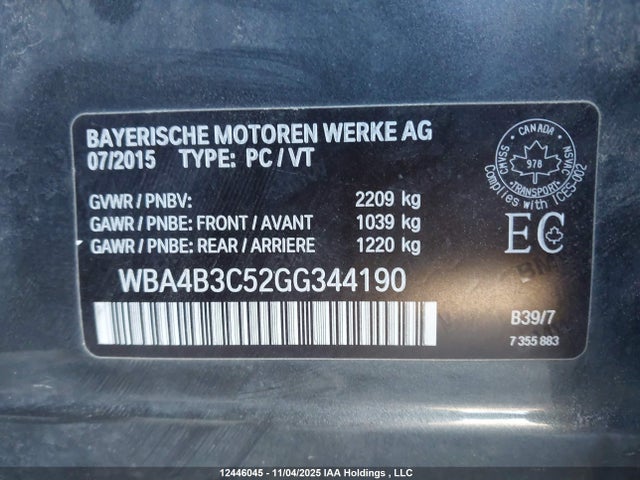 WBA4B3C52GG344190 BMW 435i Gran Coupe Xdrive