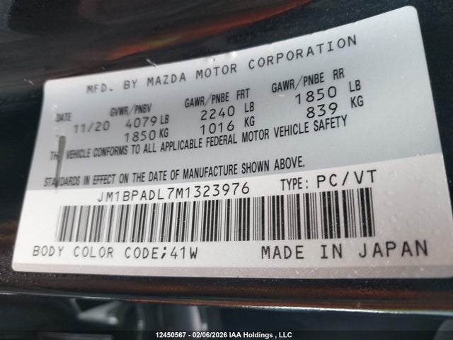 JM1BPADL7M1323976 Mazda MAZDA3