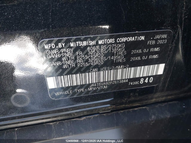 JA4T5VA92PZ613844 Mitsubishi Outlander Phev Gt