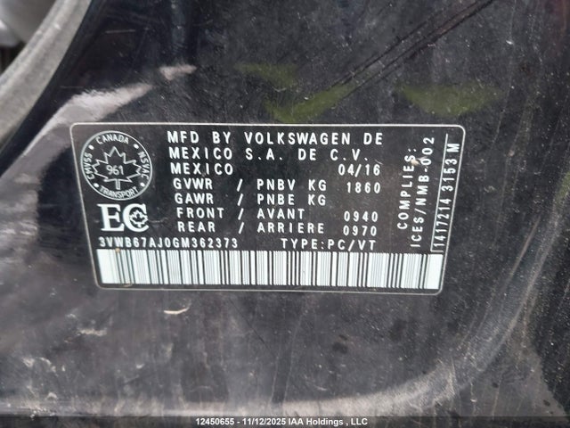 3VWB67AJ0GM362373 Volkswagen JETTA SE