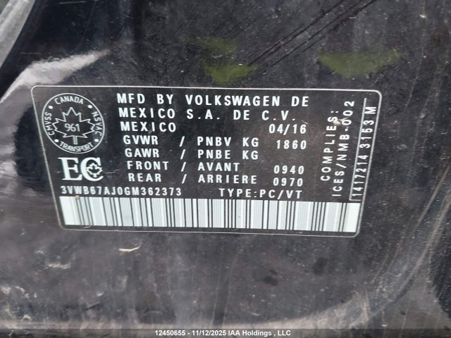 3VWB67AJ0GM362373 Volkswagen JETTA SE