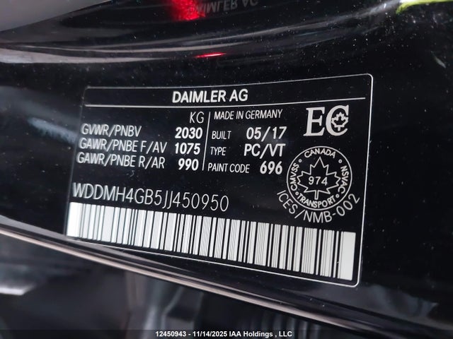 WDDMH4GB5JJ450950 Mercedes-Benz B 250 4matic Sports Tourer
