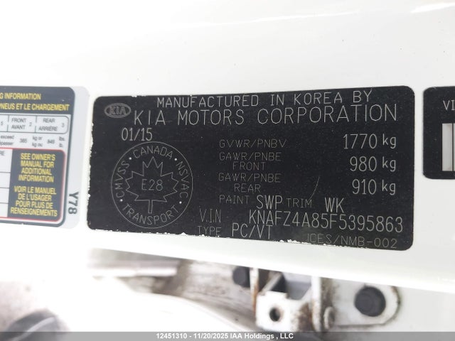 Продажа на аукционе авто 2015 Kia Forte 2.0l Sx, vin: KNAFZ4A85F5395863, номер лота: 12451310