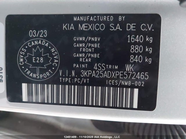 3KPA25ADXPE572465 KIA Rio Lx Premium/lx+