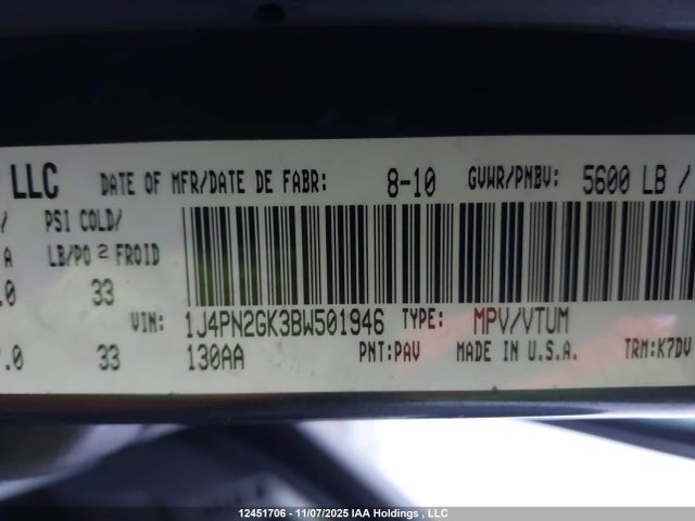 Aukcja sprzedaży 2011 Jeep Liberty Sport, vin: 1J4PN2GK3BW501946, numer aukcji: 12451706