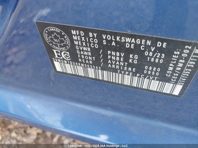 Aukcja sprzedaży 2024 Volkswagen Jetta Highline, vin: 3VWGM7BU6RM003343, numer aukcji: 12451764