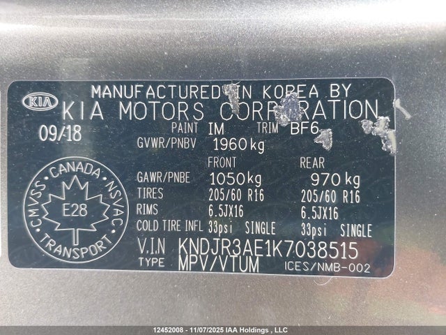 KNDJR3AE1K7038515 KIA Soul Ev Luxury