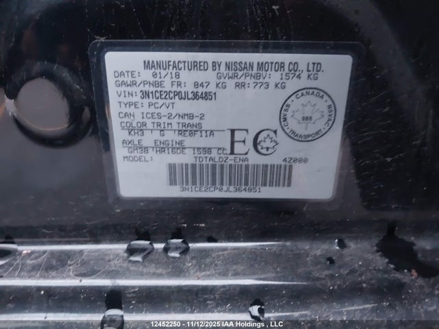 Nissan Versa 2018 3N1CE2CP0JL364851 Image 18
