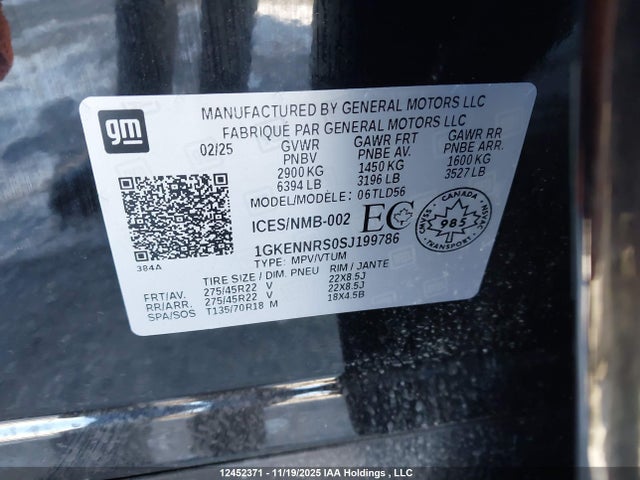 1GKENNRS0SJ199786 GMC Acadia Elevation