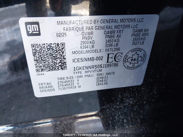 1GKENNRS0SJ199786 GMC Acadia Elevation
