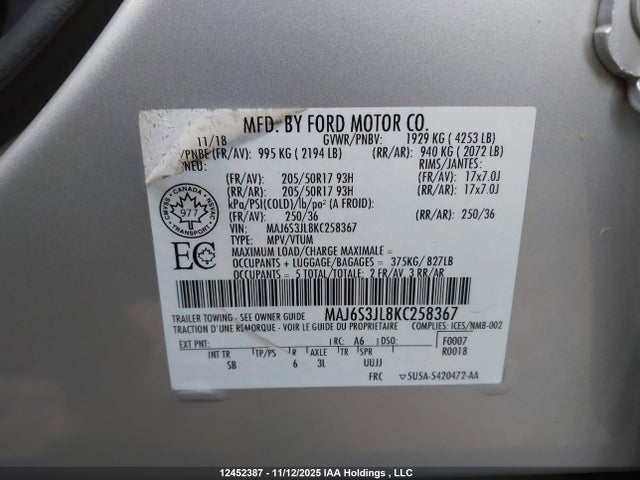 Ford Ecosport Ses 2019 MAJ6S3JL8KC258367 Image 9