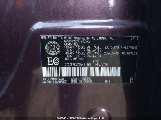 Toyota 2ar-fe 2016 2T3DFREV7GW441865 Image 9