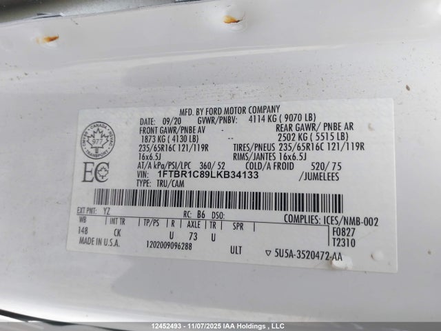 1FTBR1C89LKB34133 Ford Transit T-250