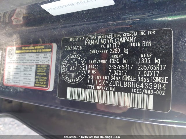 5XYZUDLB8HG435984 Hyundai Santa Fe Sport 2.4 Premium
