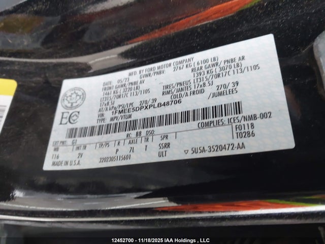 2023 Ford Bronco Outer Banks მანქანა იყიდება აუქციონზე, vin: 1FMEE5DPXPLB48706, აუქციონის ნომერი: 12452700