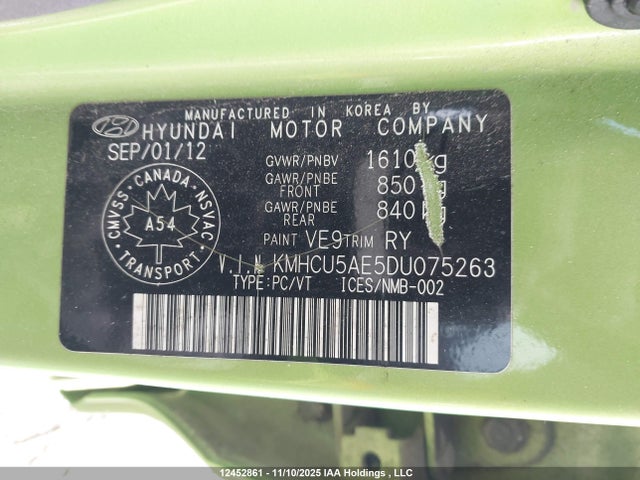 Продажа на аукционе авто 2013 Hyundai Accent Gls/se, vin: KMHCU5AE5DU075263, номер лота: 12452861