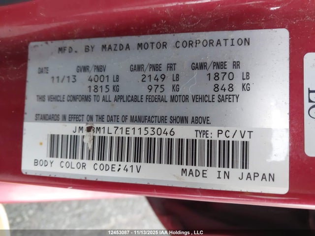 Mazda Mazda3 Gs-sky 2014 JM1BM1L71E1153046 Image 9