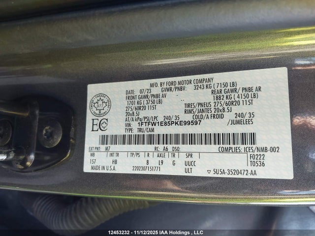 Ford gtdi 2023 1FTFW1E85PKE99597 Image 18