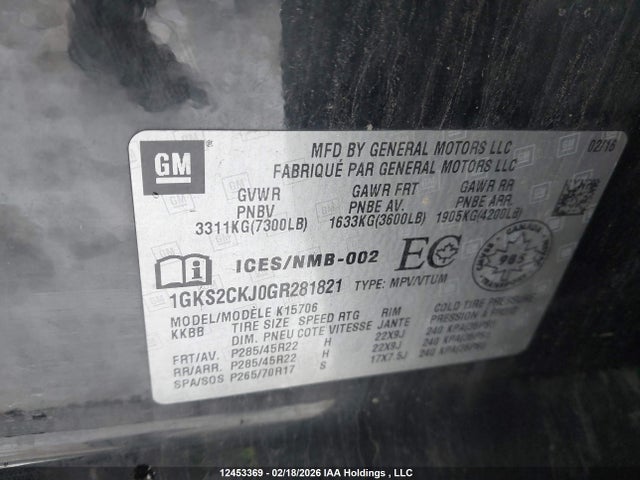 1GKS2CKJ0GR281821 GMC Yukon