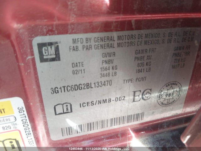 Продаж на аукціоні авто 2011 Chevrolet Aveo Lt, vin: 3G1TC6DG2BL133470, номер лоту: 12453446