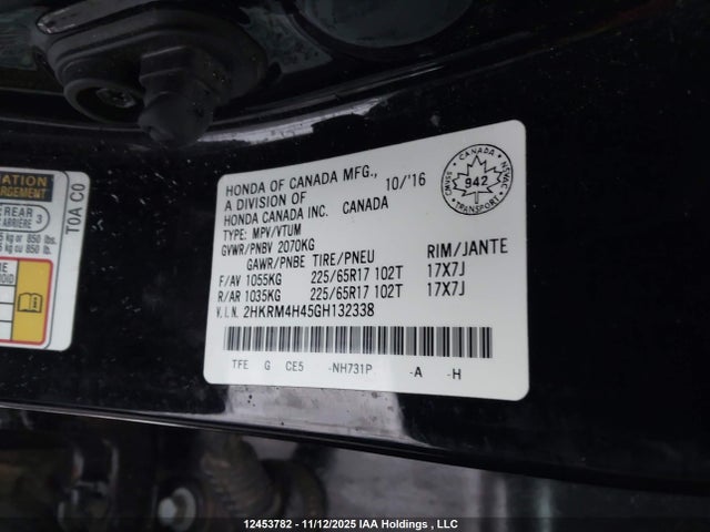 2HKRM4H45GH132338 Honda CR-V SE