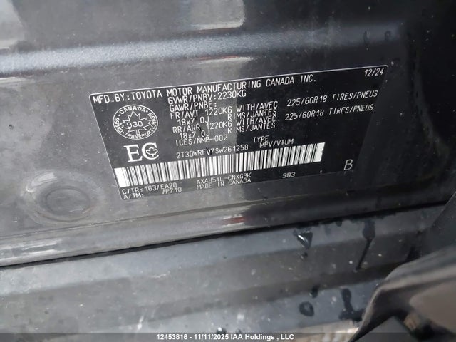 12453816 :رقم المزاد ، 2T3DWRFV7SW261258 vin ، 2025 Toyota Rav4 Hybrid Limited مزاد بيع