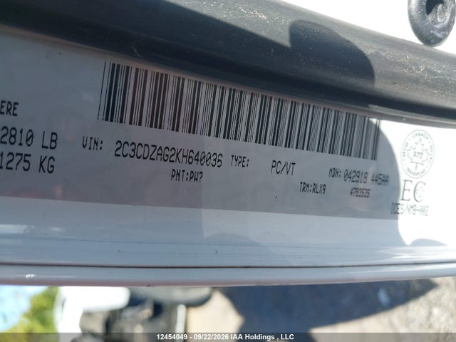 12454049 :رقم المزاد ، 2C3CDZAG2KH640036 vin ، 2019 Dodge Challenger Sxt مزاد بيع