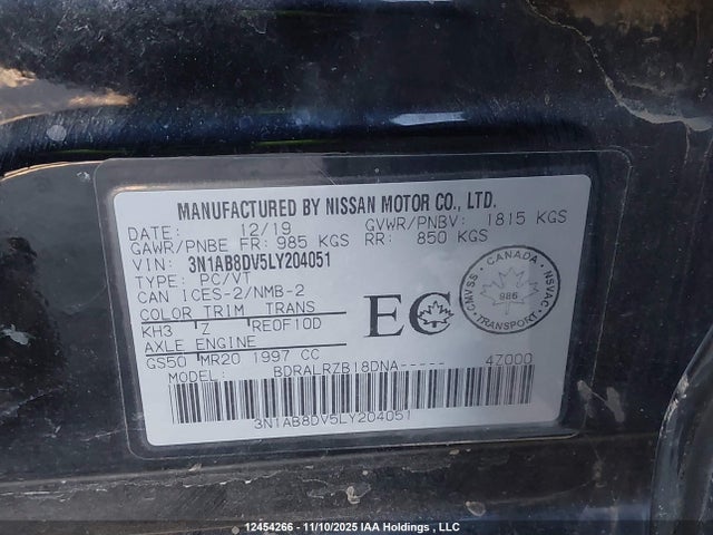 3N1AB8DV5LY204051 Nissan SENTRA SR