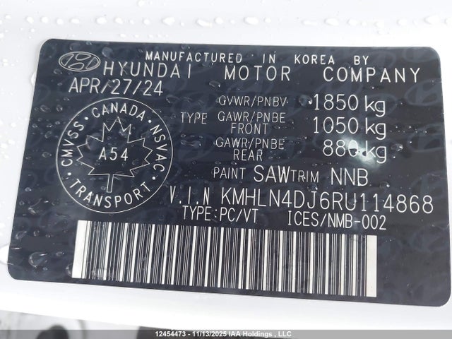 KMHLN4DJ6RU114868 Hyundai Elantra Hybrid Luxury