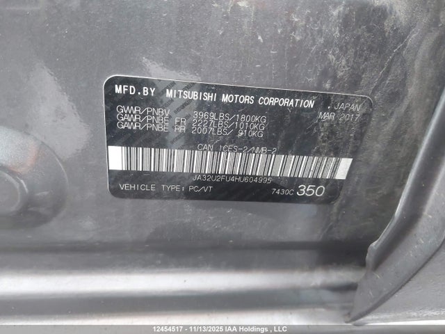 JA32U2FU4HU604995 Mitsubishi Lancer