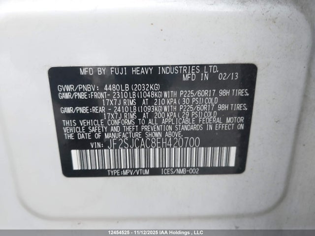 JF2SJCAC8EH420700 Subaru Forester 2.5i