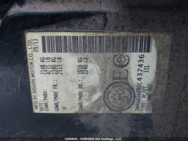 1N4AA5AP9EC437436 Nissan MAXIMA SV