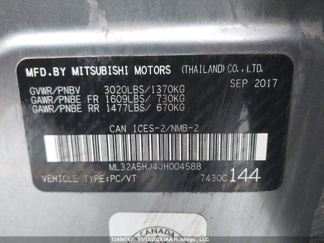 ML32A5HJ4JH004588 Mitsubishi Mirage Gt