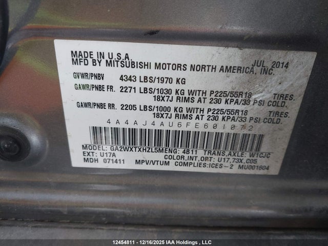 Mitsubishi Rvr Gt 2015 4A4AJ4AU6FE601072 Image 9