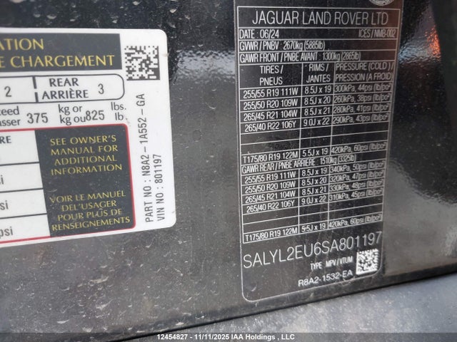 SALYL2EU6SA801197 Land Rover Range Rover Velar P340 Dynamic Se