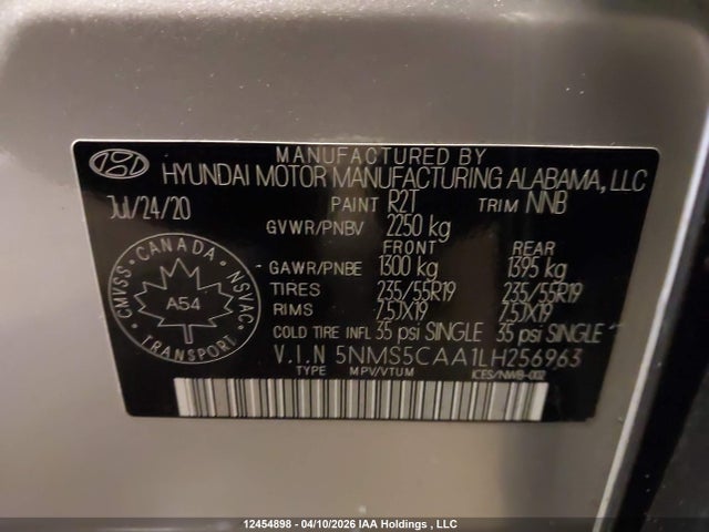 5NMS5CAA1LH256963 Hyundai Santa Fe Ultimate Turbo Awd