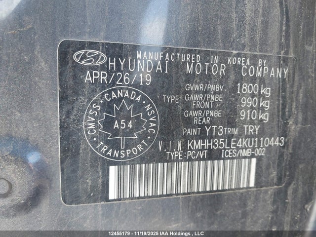 KMHH35LE4KU110443 Hyundai Elantra Gt Preferred