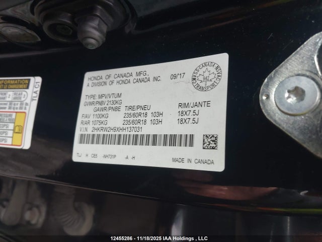 2HKRW2H9XHH137031 Honda l15be