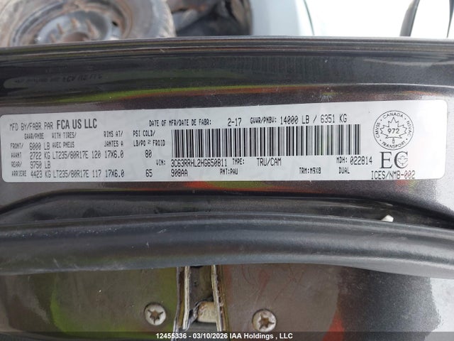 Aukcja sprzedaży 2017 Dodge Ram 3500, vin: 3C63RRHL2HG650811, numer aukcji: 12455336