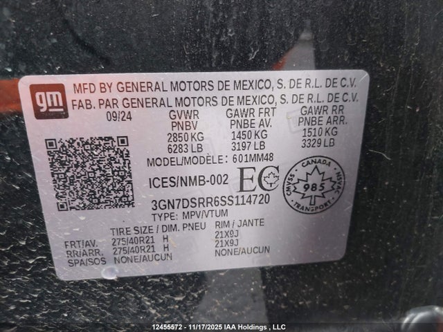 Aukcja sprzedaży 2025 Chevrolet Equinox Ev, vin: 3GN7DSRR6SS114720, numer aukcji: 12455572