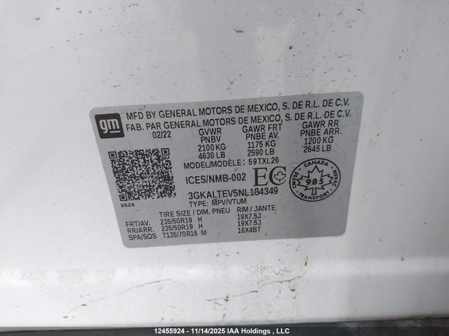 3GKALTEV5NL184349 GMC Terrain Sle