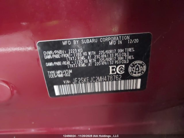 JF2SKEJC2MH478762 Subaru Forester Touring