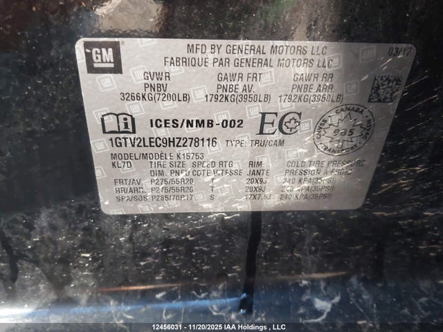 1GTV2LEC9HZ278116 GMC Sierra K1500