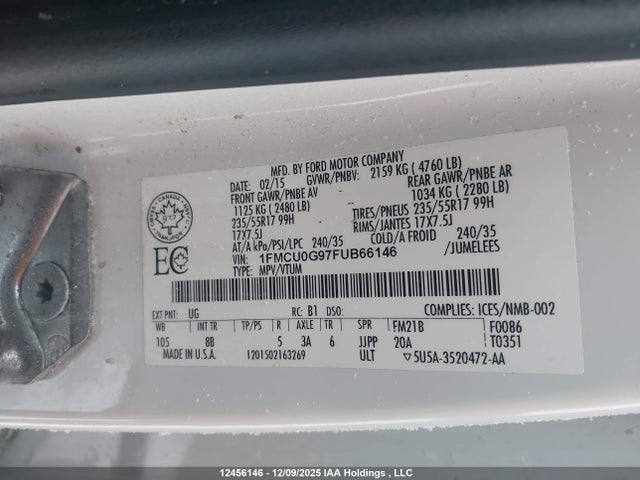 1FMCU0G97FUB66146 Ford ESCAPE SE