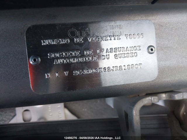2018 Dodge Grand Caravan Gt მანქანა იყიდება აუქციონზე, vin: 2C4RDGEG2JR218507, აუქციონის ნომერი: 12456276