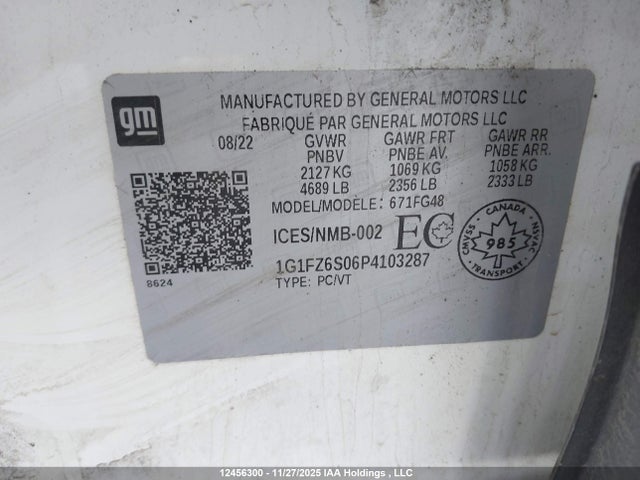 1G1FZ6S06P4103287 Chevrolet Bolt Euv Premier