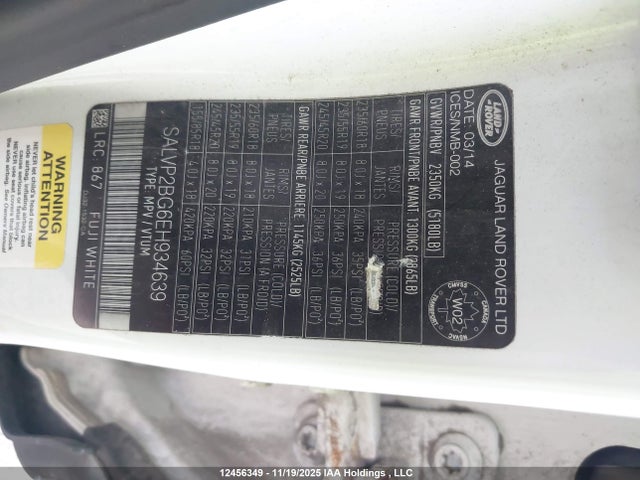 SALVP2BG6EH934639 Land Rover Range Rover Evoque Pure Plus