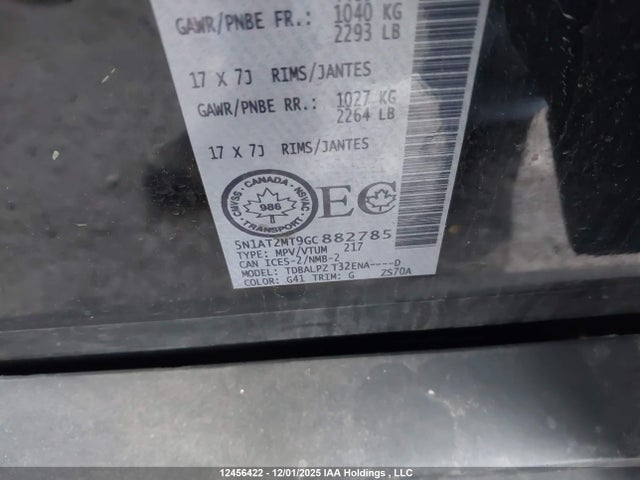 Aukcja sprzedaży 2016 Nissan Rogue S/sv, vin: 5N1AT2MT9GC882785, numer aukcji: 12456422