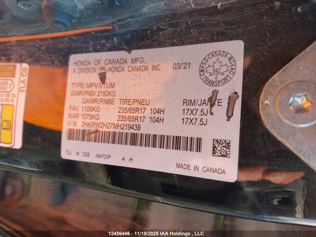 2HKRW2H27MH219439 Honda CR-V LX